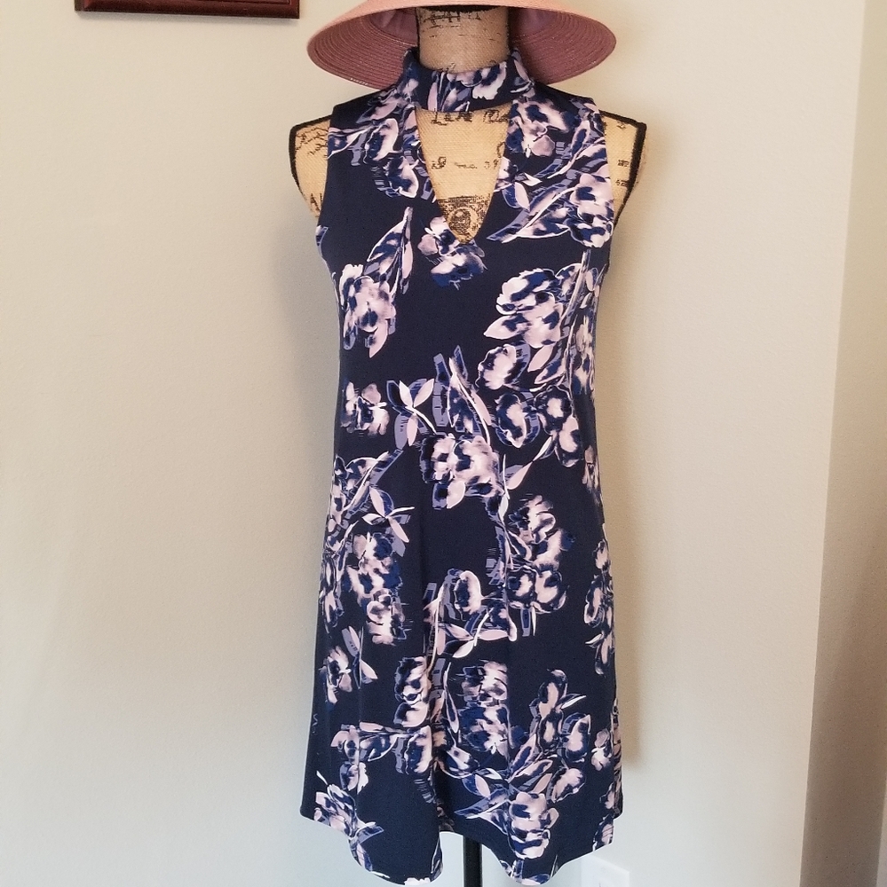 Navy blue floral Ivanka Trump dress